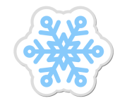 Blaue Schneeflocke mit weißen Rändern auf transparentem Hintergrund.