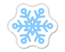 Blaue Schneeflocke mit weißen Rändern auf transparentem Hintergrund.