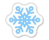 Blaue Schneeflocke mit weißen Rändern auf transparentem Hintergrund.