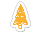Gelber Tannenbaum mit weißen Schneeflecken auf transparentem Hintergrund.