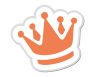 Orange Krone mit weißen Rändern auf transparentem Hintergrund.